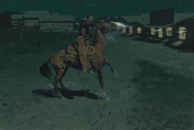 An Argument with the Town Marshall by Frederic Sackrider Remington - Auction record, sale price, and art valuation. Compare with similar artists and explore comparable artworks.